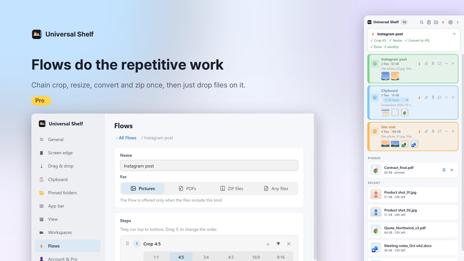 The Flow editor and a finished run